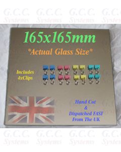 165 x 165mm Glass Mirror Plate With Clips