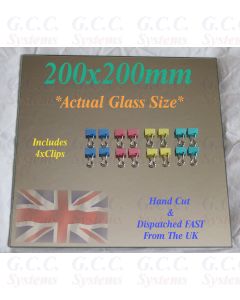 200 x 200mm Glass Mirror Plate With Clips