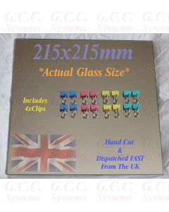 215 x 215mm Glass Mirror Plate With Clips