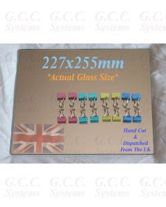 227 x 255mm Glass Mirror Plate With Clips