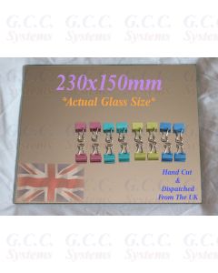 150 x 230mm Glass Mirror Plate With Clips