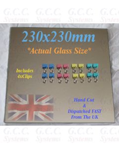 230x 230mm Glass Mirror Plate With Clips