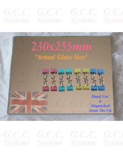 230 x 255mm Glass Mirror Plate With Clips