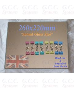 260 x 220mm Glass Mirror Plate With Clips