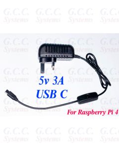 3D Printer Octoprint Raspberry Pi 4 UK Wall Power Supply 3A USB-C with Switch